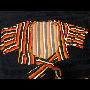 STRIPED TIE CROP TOP